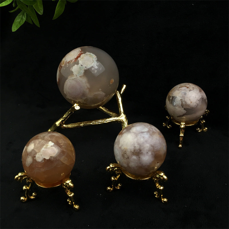 Natural Elegent Sakura Agate Sphere Polished Healing Crystal Ball Water Agate Reiki Cherry Blossom agate 1kg
