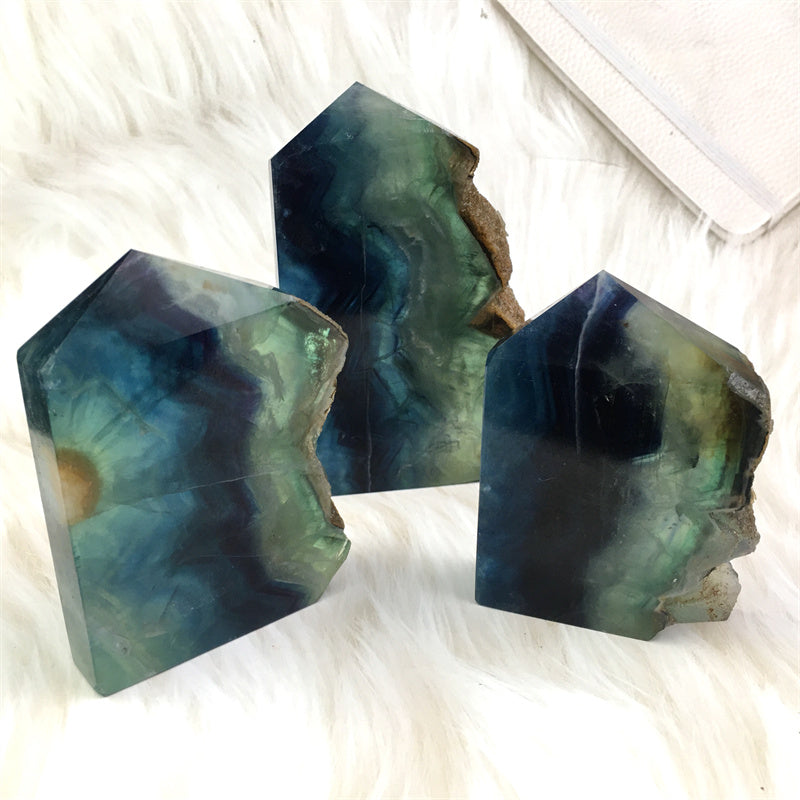 Wholesale Natural Crystals Fluorite Slabs Tower for decoraiotion