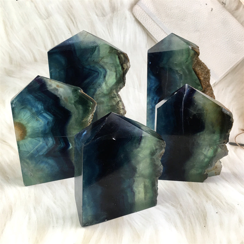 Wholesale Natural Crystals Fluorite Slabs Tower for decoraiotion
