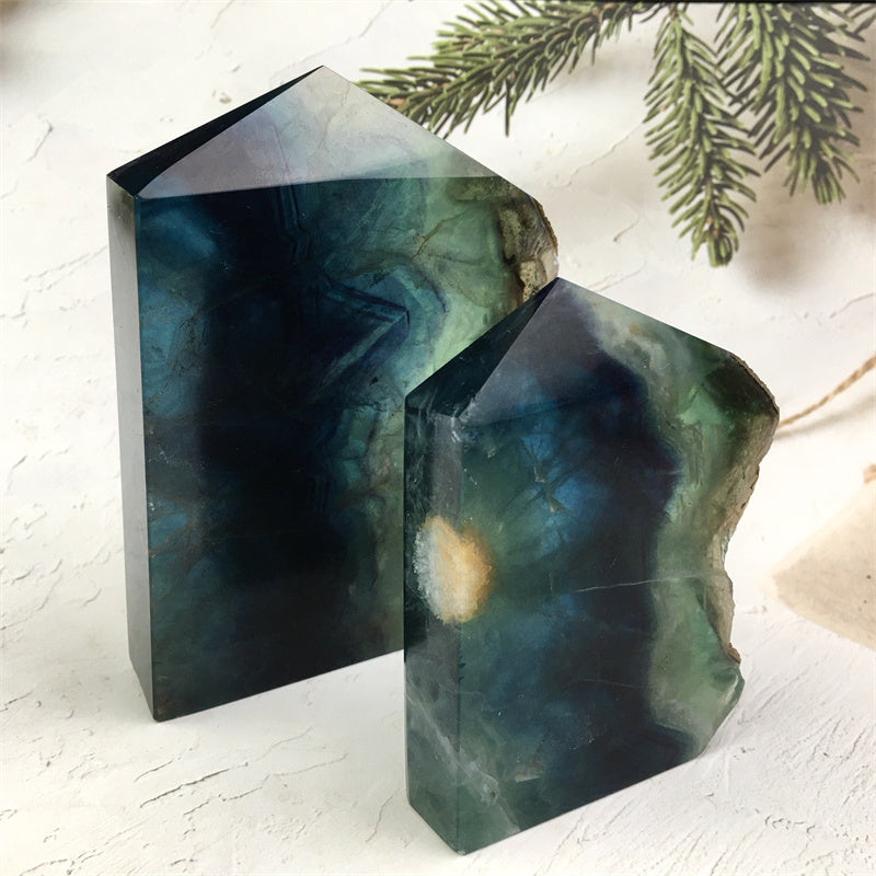 Wholesale Natural Crystals Fluorite Slabs Tower for decoraiotion