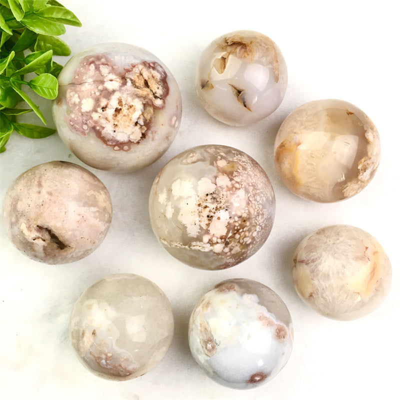 Natural Elegent Sakura Agate Sphere Polished Healing Crystal Ball Water Agate Reiki Cherry Blossom agate 1kg