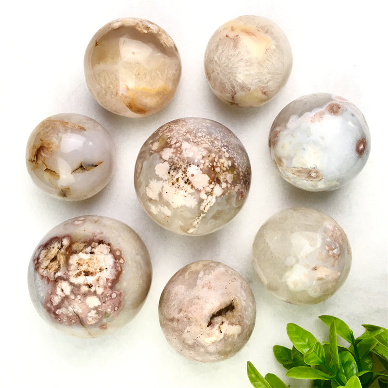 Natural Elegent Sakura Agate Sphere Polished Healing Crystal Ball Water Agate Reiki Cherry Blossom agate 1kg