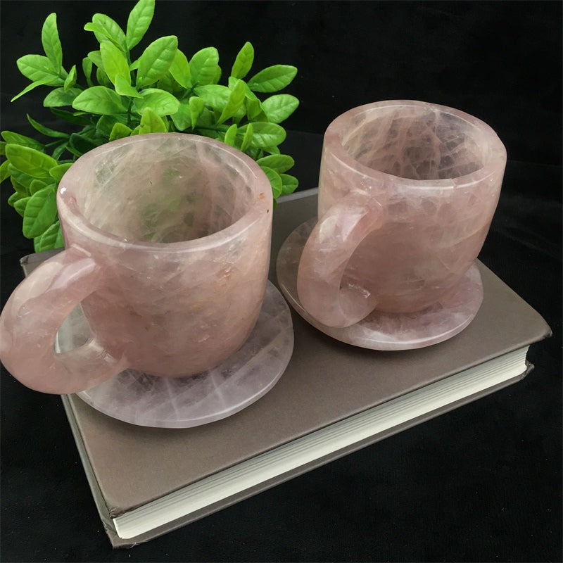 Wholesale high quality reiki natural crystal carving rose quartz water cup for decoraiotion