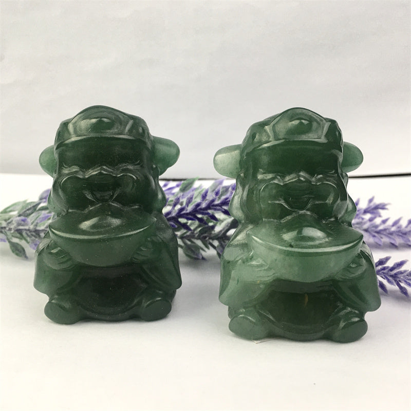 Wholesale Natural Healing Green aventurine God of wealth carving for decoration