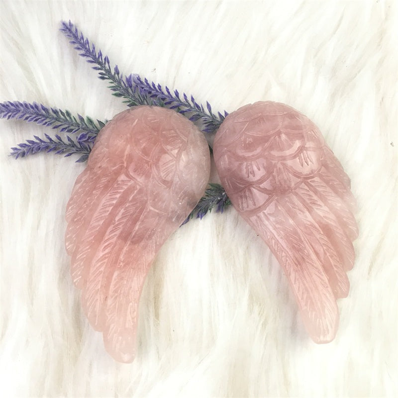 Hot Sale Large Natural Healing Gemstone Craft Rose Quartz /Dream Amethyst Crystal Angel Wing For Home Decoration