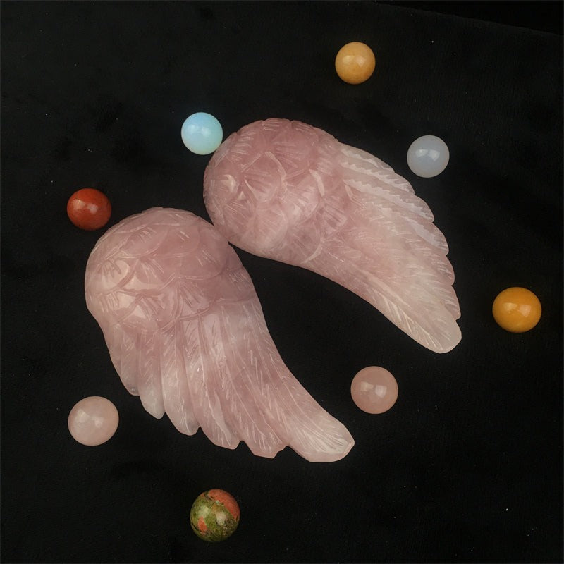 Hot Sale Large Natural Healing Gemstone Craft Rose Quartz /Dream Amethyst Crystal Angel Wing For Home Decoration