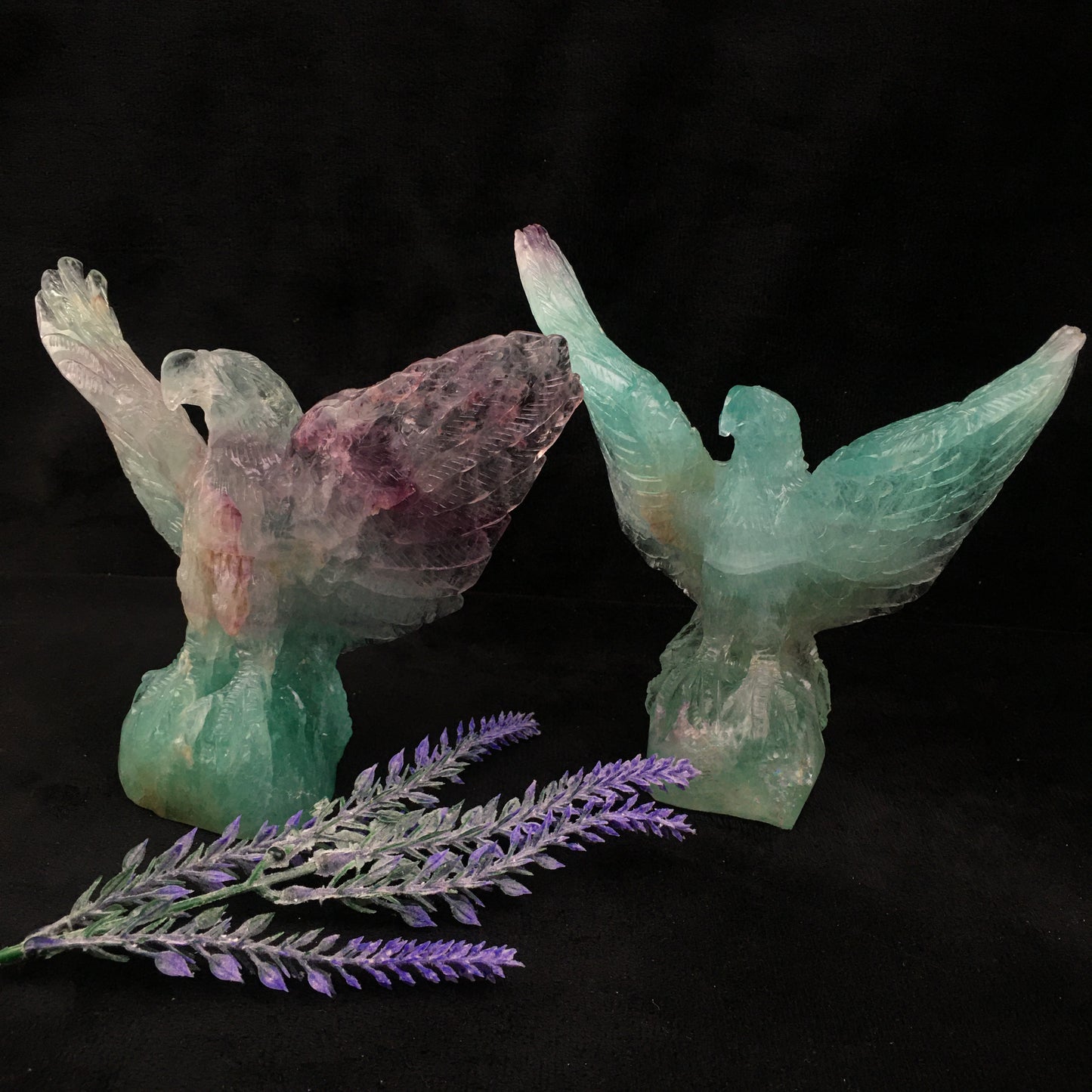 Wholesale natural quartz rainbow fluorite eagle bird carvings engraved crystal rainbow fluorite animal for gift
