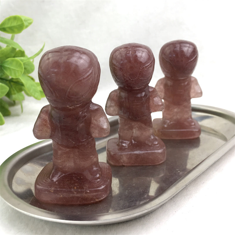 Wholesale Natural Gem Stone Crystal Strawberry Spider Man Carved Crystal Strawberry