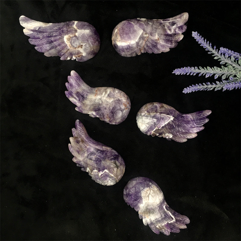 Hot Sale Large Natural Healing Gemstone Craft Rose Quartz /Dream Amethyst Crystal Angel Wing For Home Decoration