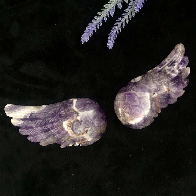 Hot Sale Large Natural Healing Gemstone Craft Rose Quartz /Dream Amethyst Crystal Angel Wing For Home Decoration