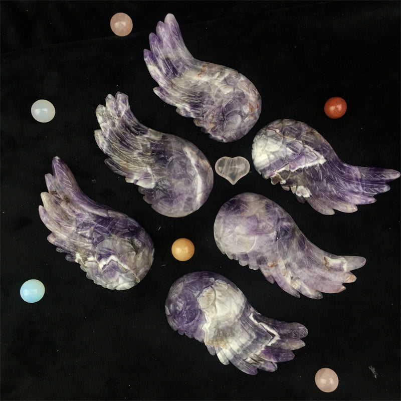 Hot Sale Large Natural Healing Gemstone Craft Rose Quartz /Dream Amethyst Crystal Angel Wing For Home Decoration