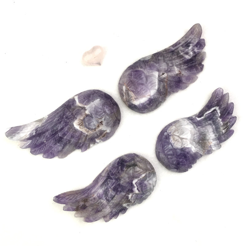 Hot Sale Large Natural Healing Gemstone Craft Rose Quartz /Dream Amethyst Crystal Angel Wing For Home Decoration