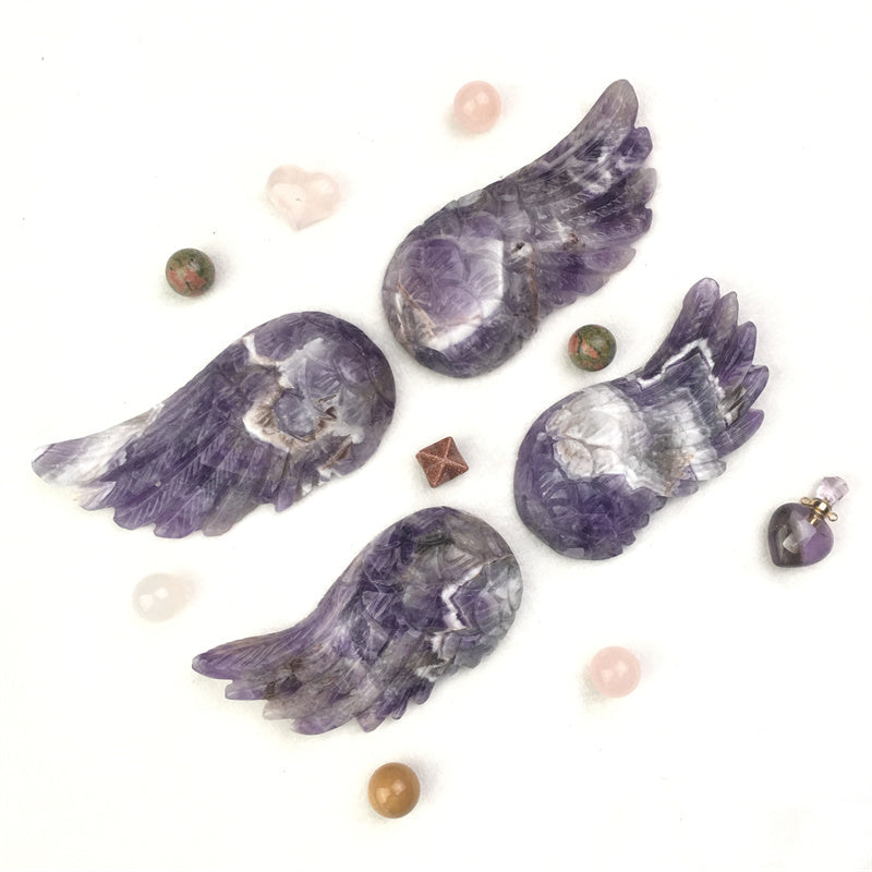 Hot Sale Large Natural Healing Gemstone Craft Rose Quartz /Dream Amethyst Crystal Angel Wing For Home Decoration