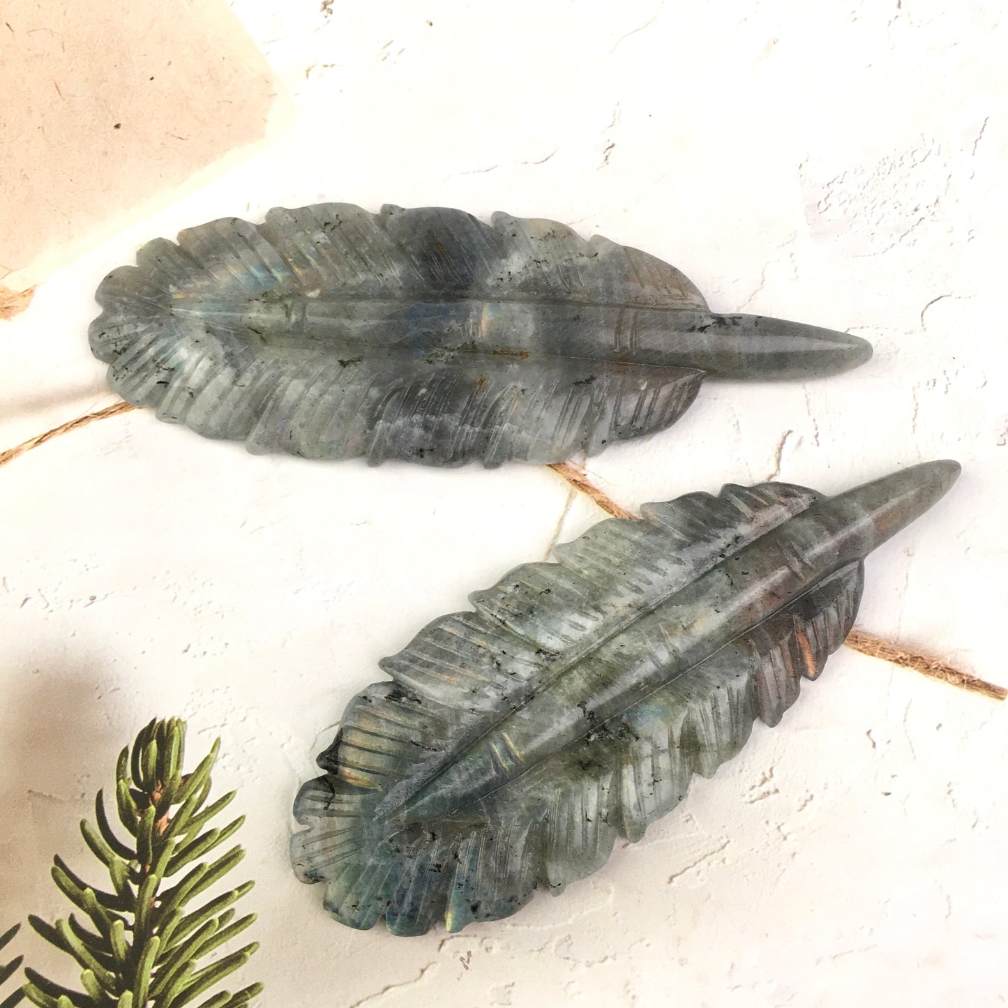 Wholesale Natural labradorite Crystal Carved halloween Ghost With Indian Feather for decoraiotion