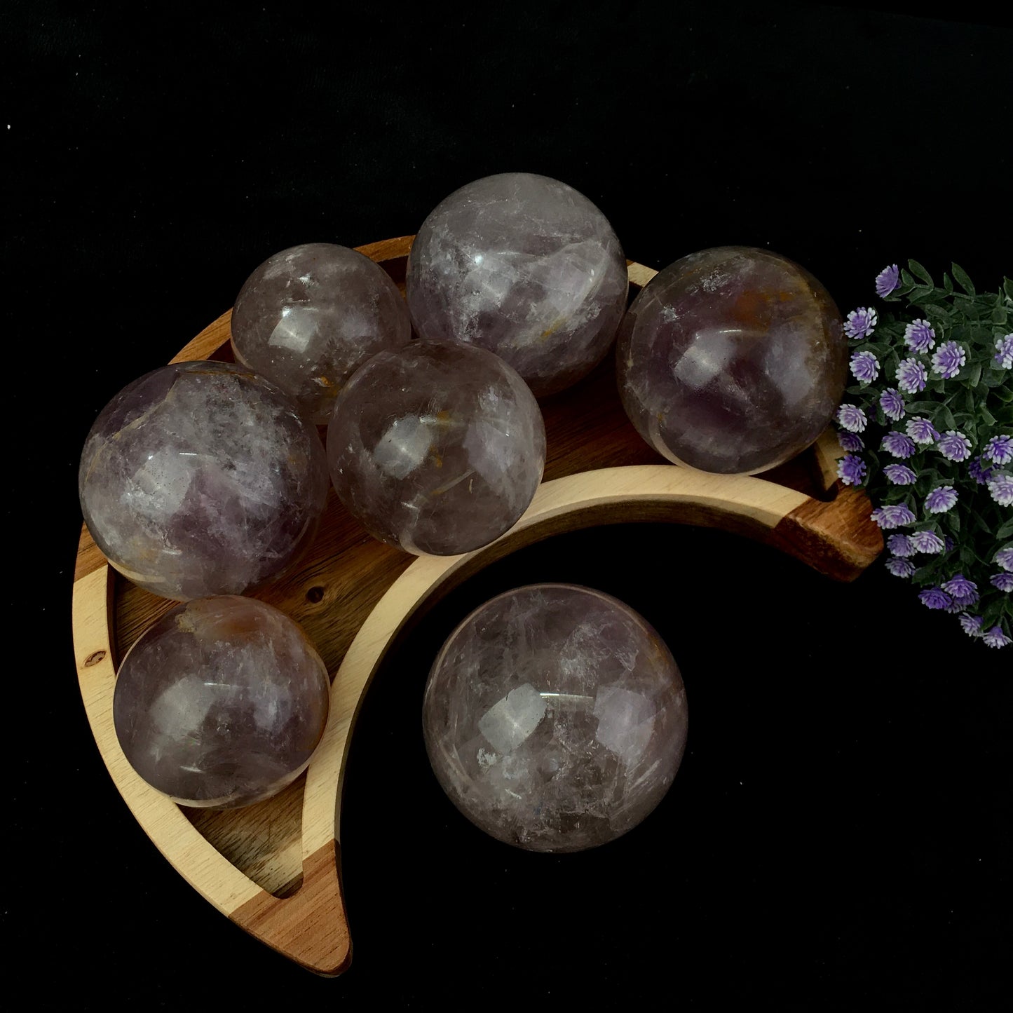 Wholesale Natural Healing Crystal Smoky Amethyst Sphere for Decoration 1kg