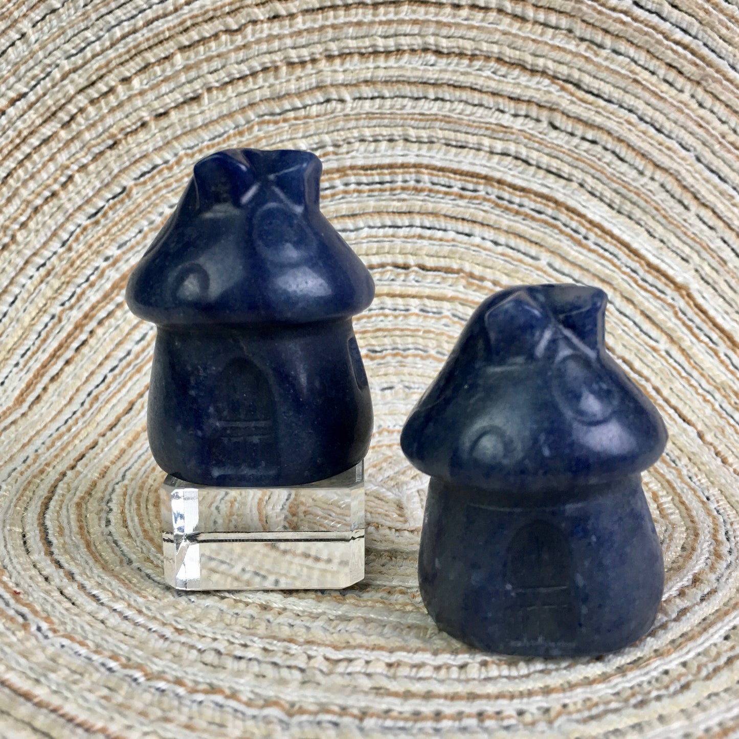 Wholesale natural cute crystal carving green/blue aventurine and orange calcite mushroom house for gift