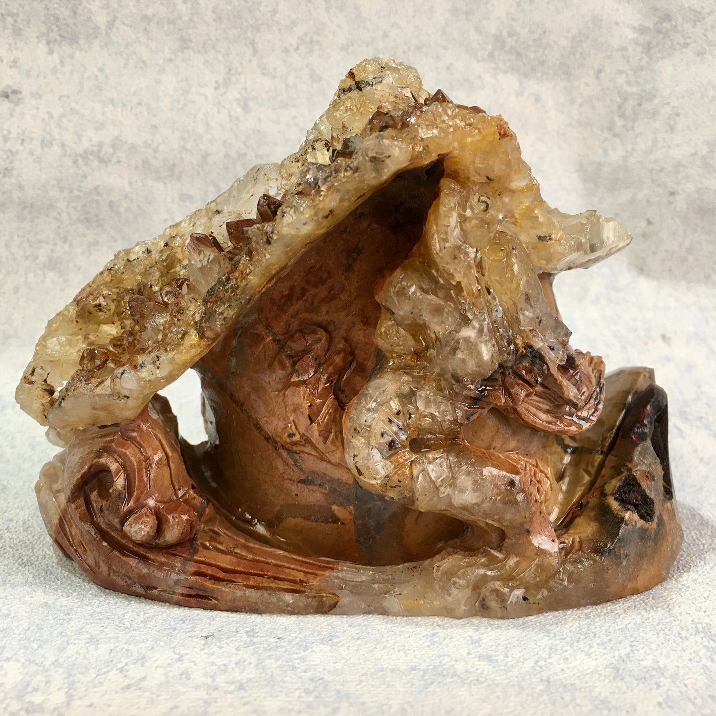 Wholesale high quality reiki natural crystal cluster dragon carving for decoraiotion