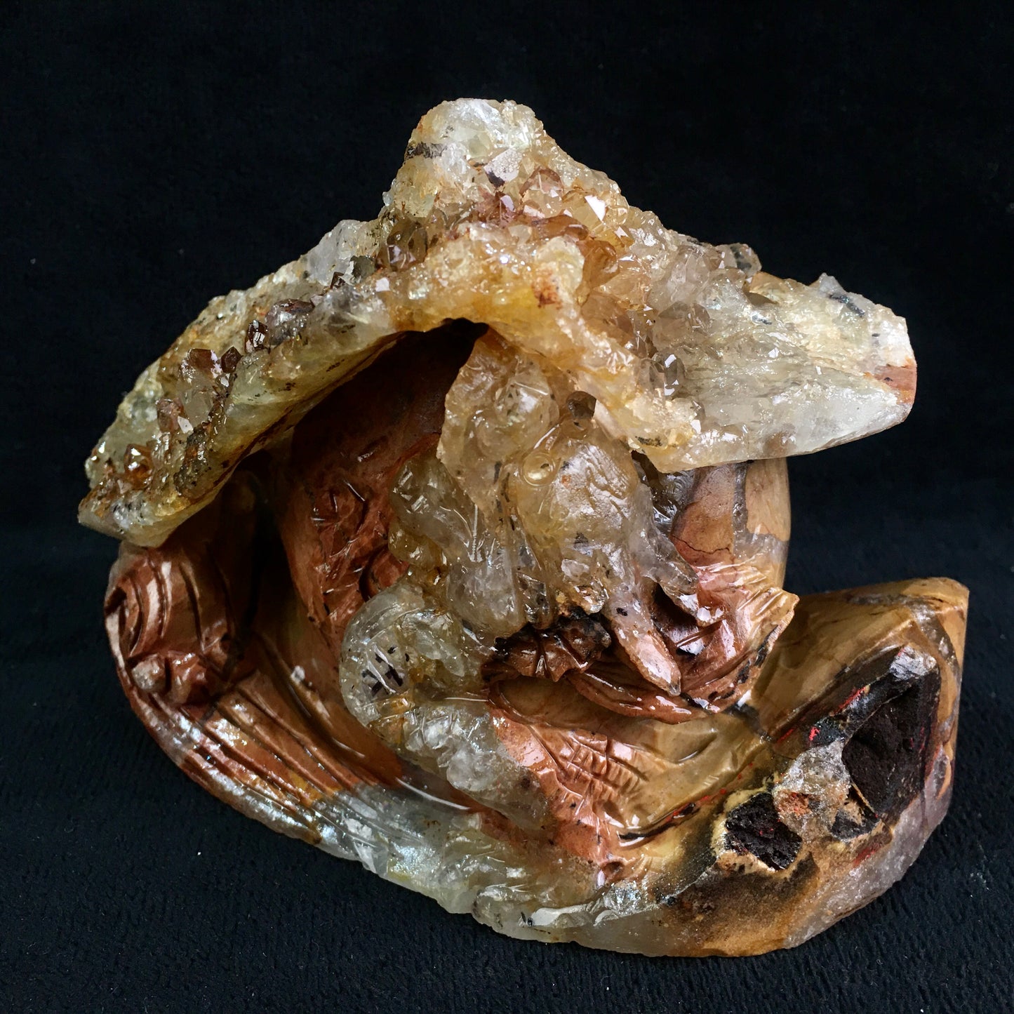 Wholesale high quality reiki natural crystal cluster dragon carving for decoraiotion