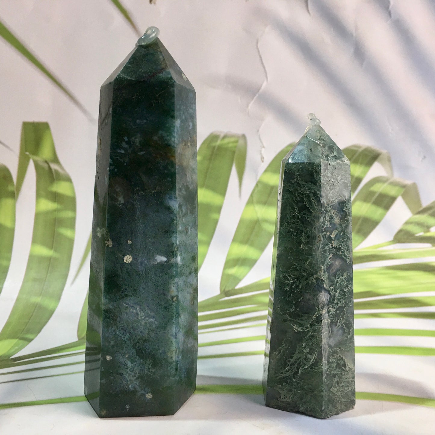 Wholesale natural crysta moss agate tower for decoration 1kg
