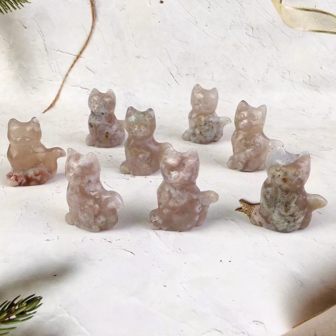Wholesale High quality Sakura Agate Cat For Decoration