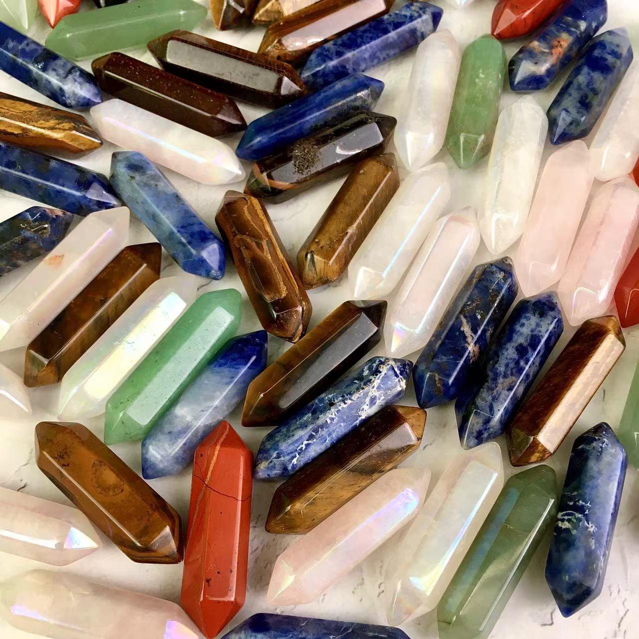 small size point multi materials available crystal and stone pendants healing stones crystal double point For Decoration