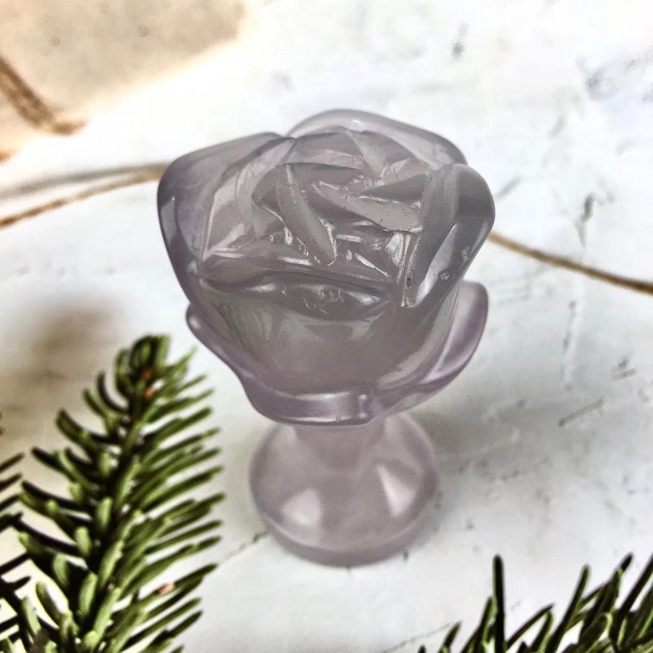 Hand Carved Flower Fluorite Gemstone Carving Hand Carved Natural Stone Flower For Decoration Healing Flower For Home Decor