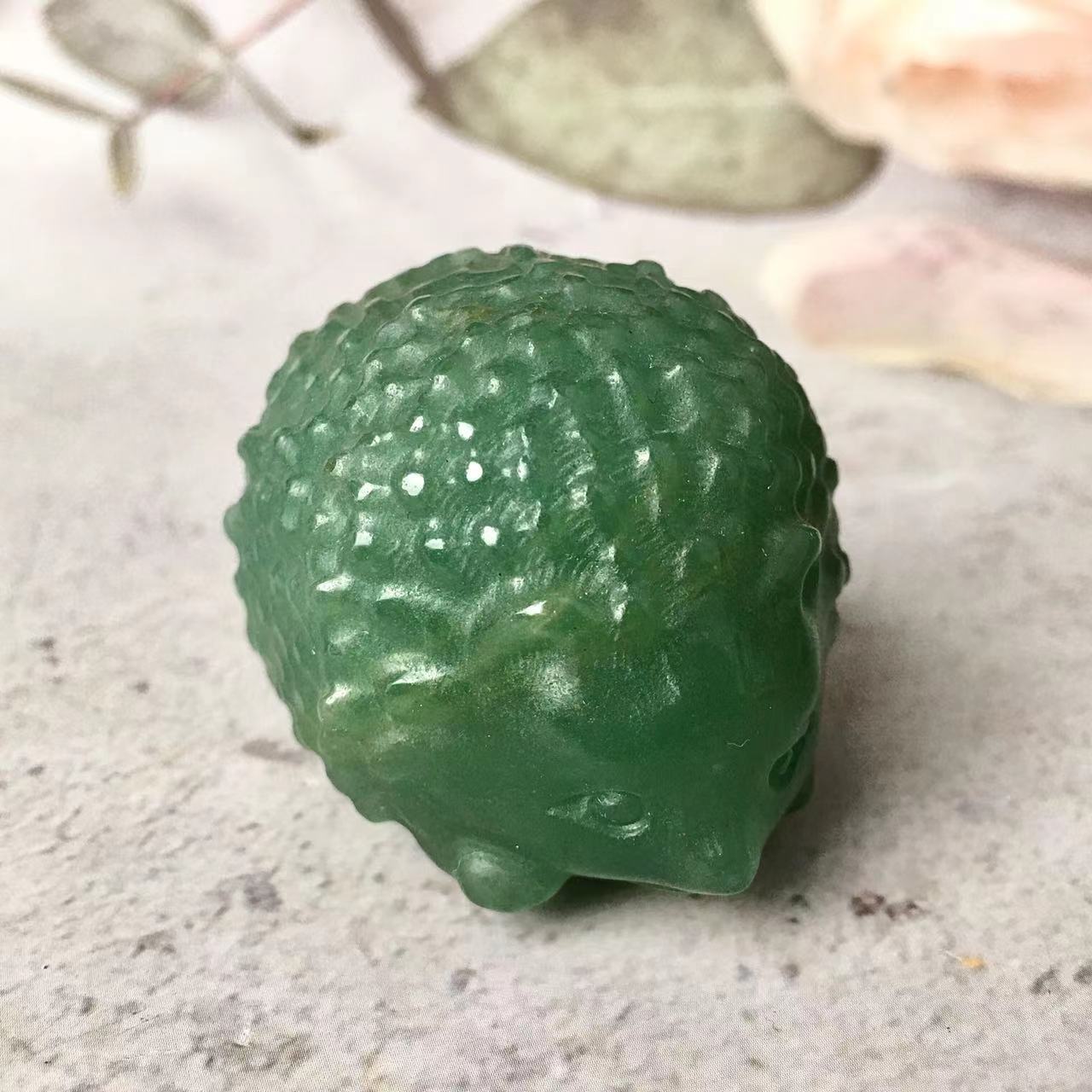 Wholesale Natural Quartz Hand Blue/Green aventurine Crystal Carving little hedgehog