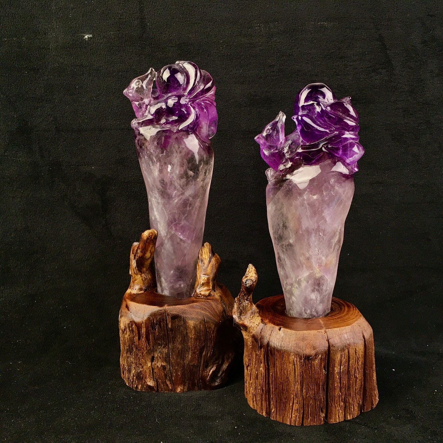 Wholesale natual crystals healing stones amethyst fox and dragon wand crystal amethyst wand for decoraiotion