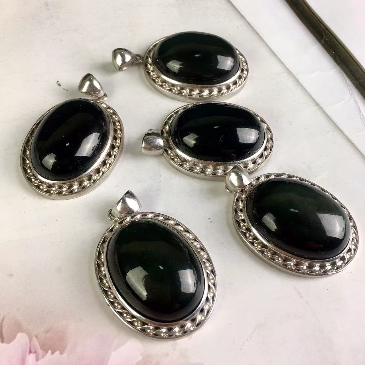High quality wholesale Natural Crystal Black Obsidian pendant For Decoration