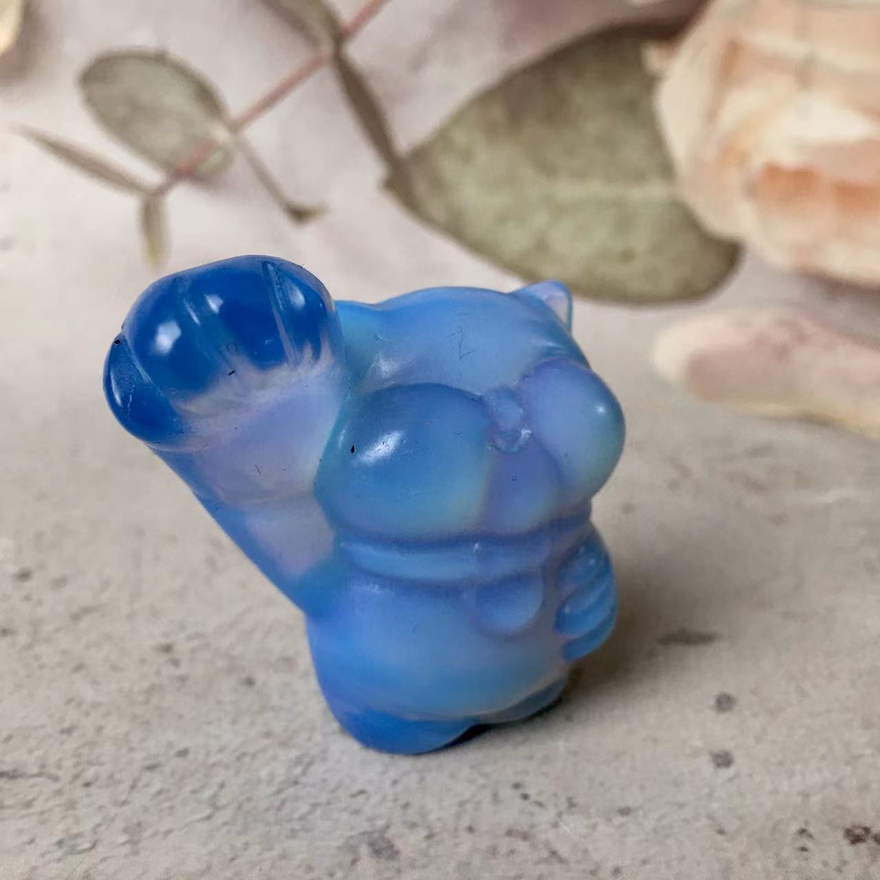 Wholesale natural crystal hand carved healing opal crystal animal fortune cat for souvenir guest