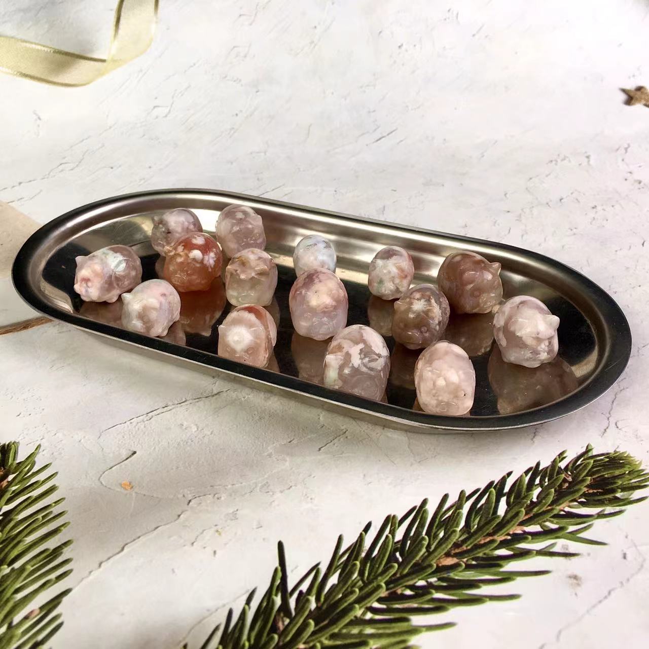 Newly Designed Beautiful Gift Natural Quartz Crystal Sakura Agate Pig for Decoration