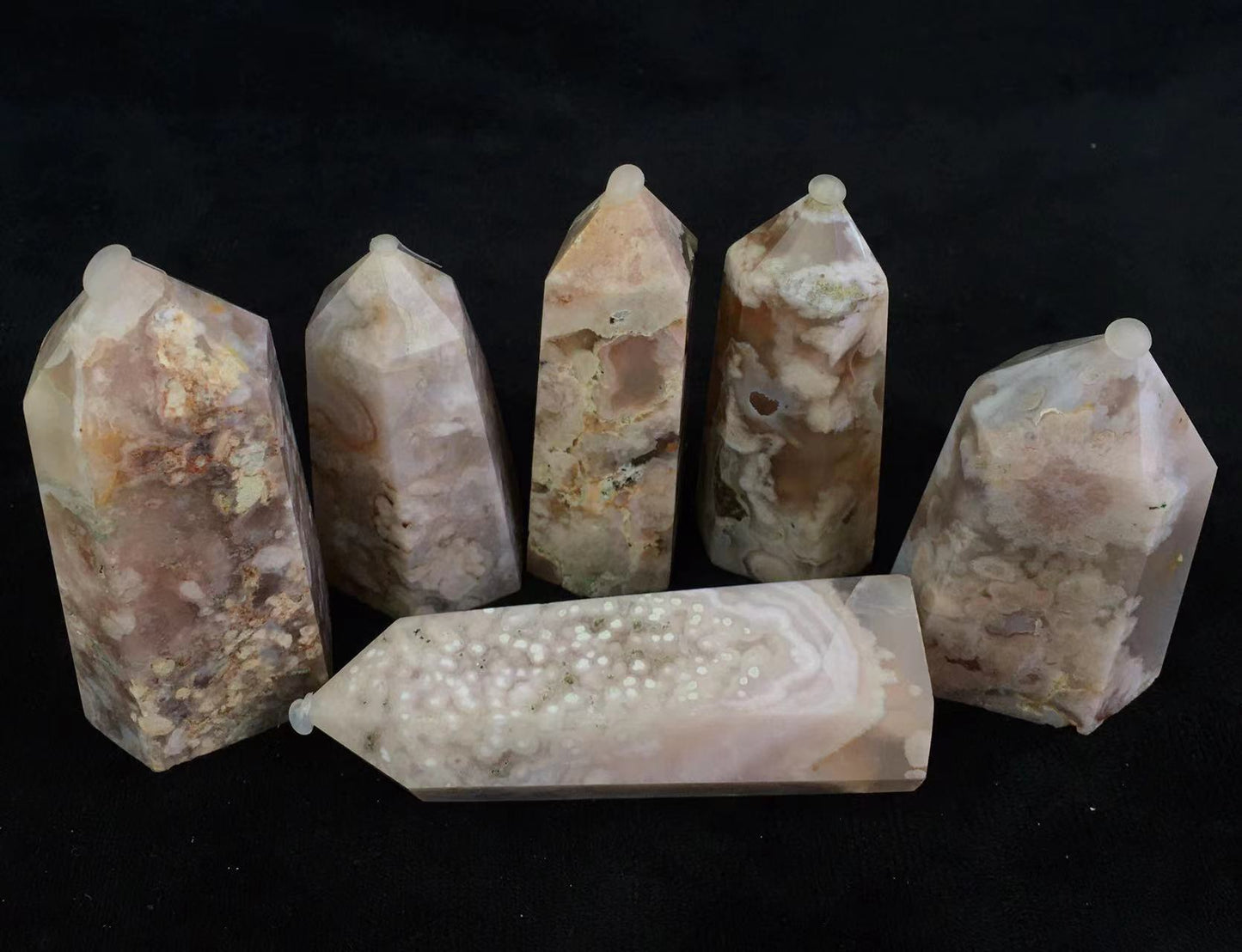 Wholesale Natural Quartz Crystal Sakura agate Tower for decoraiotion 1kg