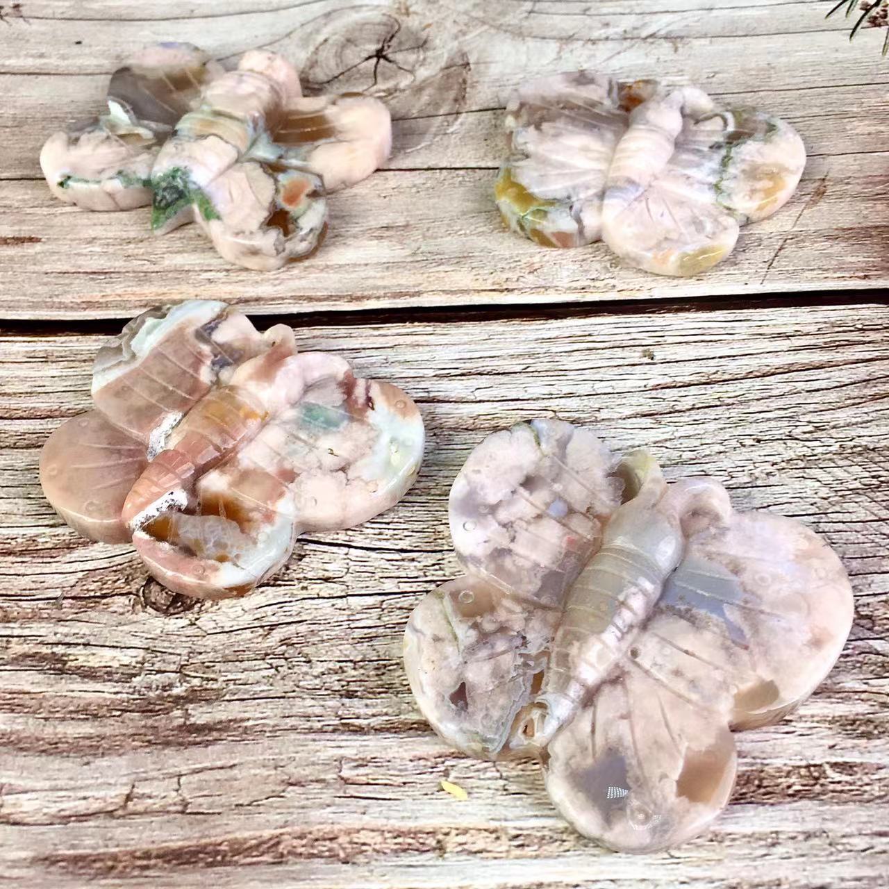 Wholesale natural Sakura Agate butterfly Crystal Hand Craved For Decoration