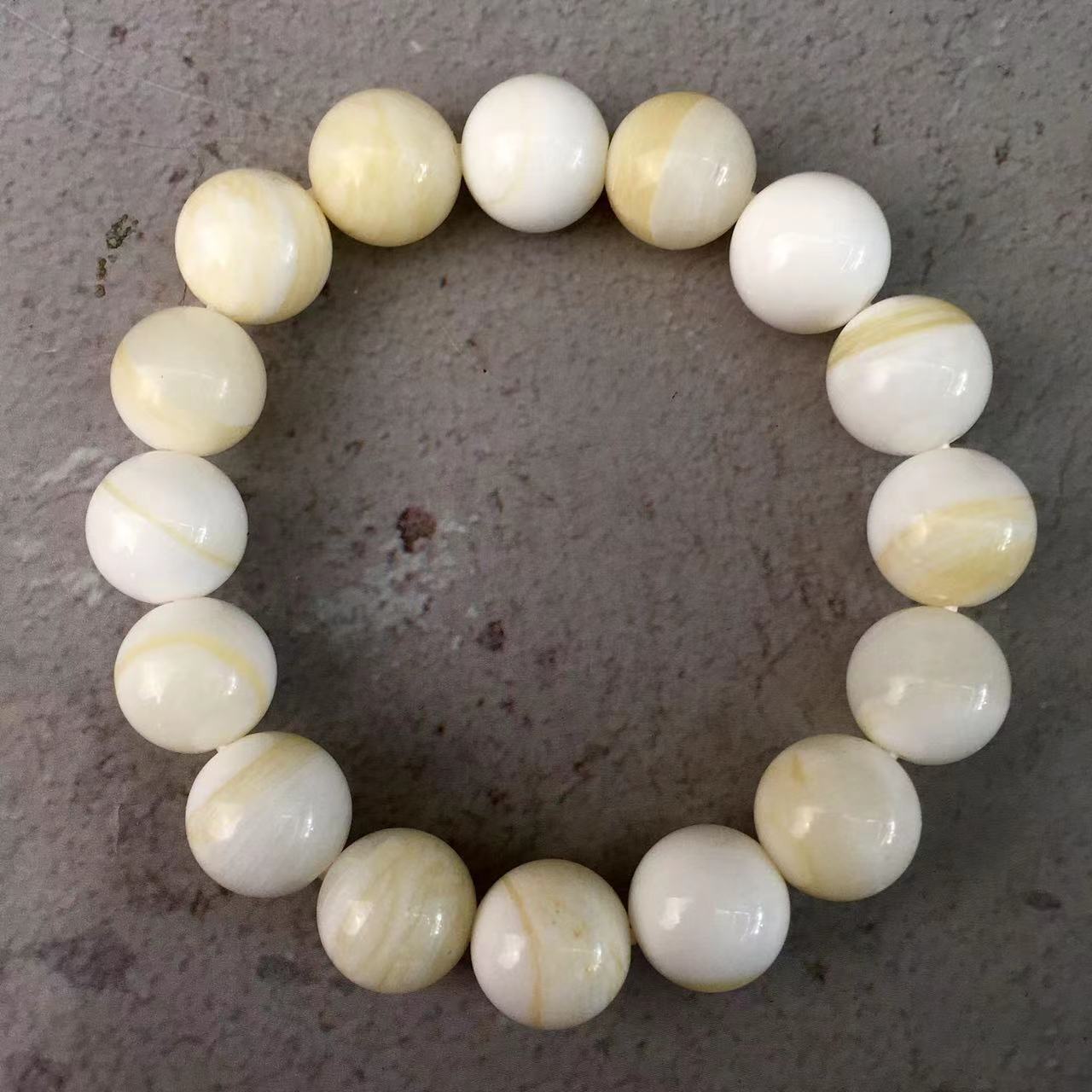 Natural crystal Golden Tridacna Stone Bracelet 8mm/12mm Meditation Mala Grounding Stone Protection