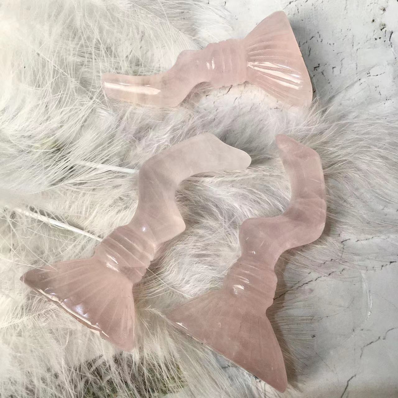 Wholesale Natural Crystal Hand Carved Rose Quartz Crystal Witch Broom For Halloween Gifts