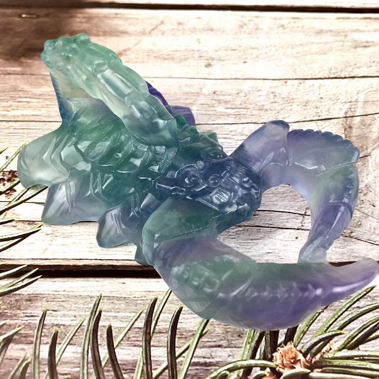 Wholesale Natural Crystal Crafts Carving Fluorite/Silver obsidian Scorpion For Decoration