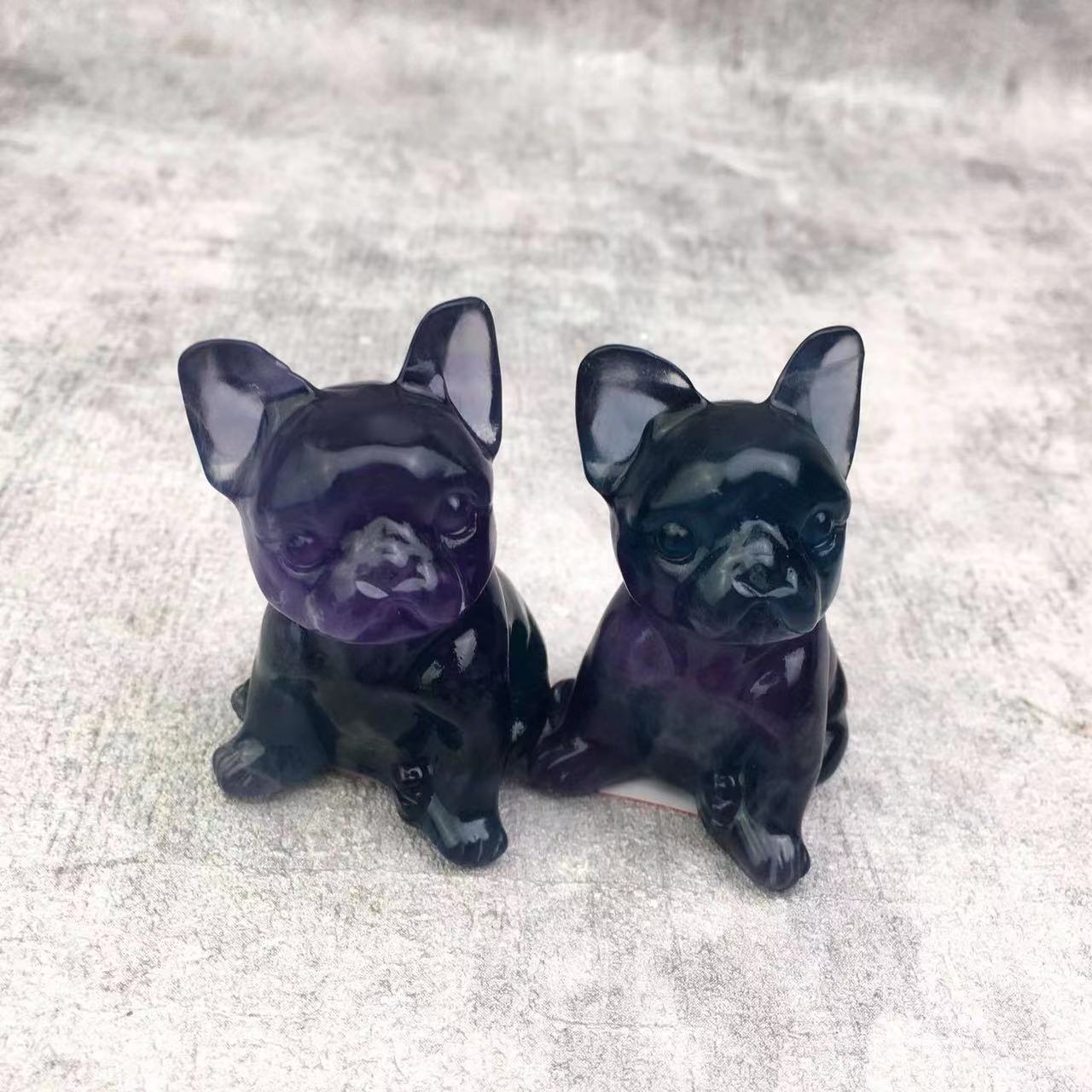 Natural Healing Crystal Animal French Bulldog Carving For Home Decoration