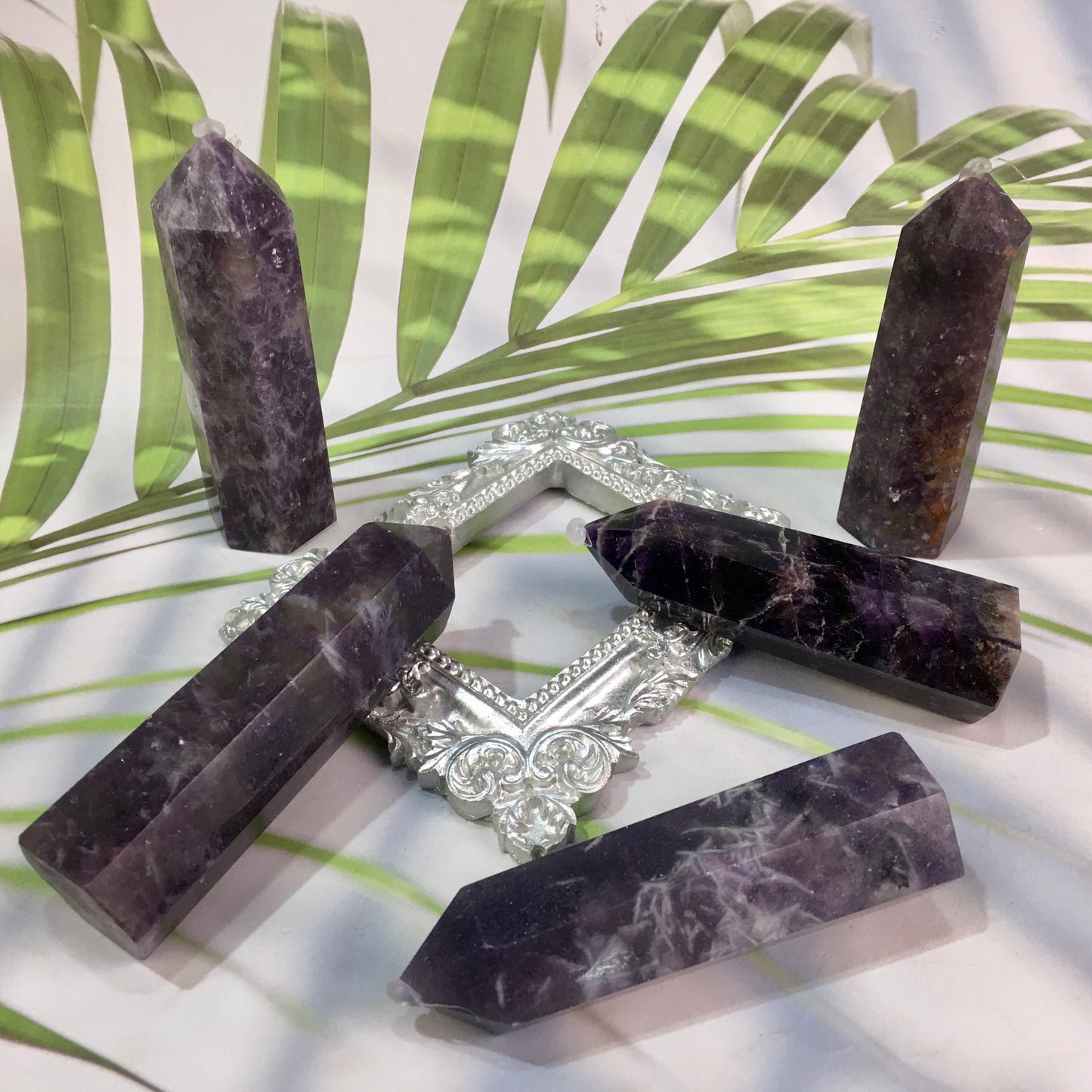 Wholesale natural healing tourmaline purple mica tower for decoration 1kg