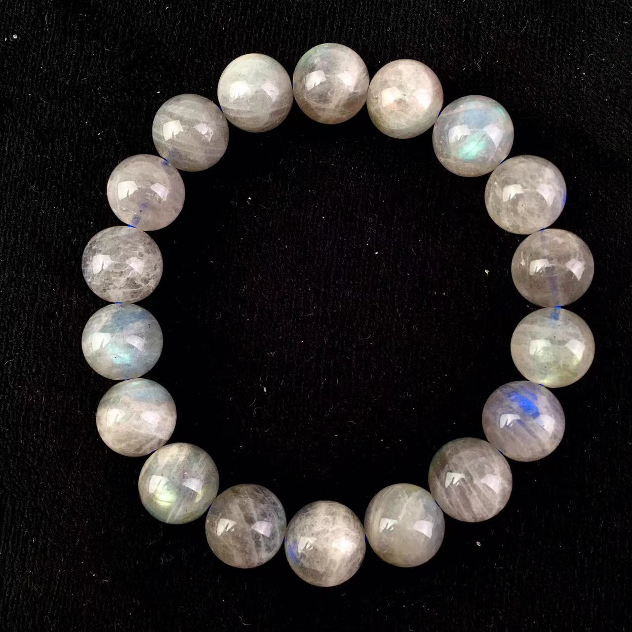 7-14MM Wholesale Natural Blue Grey Moonlight Labradorite Single Circle Bracelet Crystal Bracelet