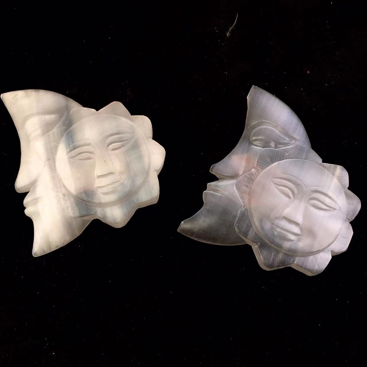 Wholesale high quality reiki natural crystal selenite moon and sun carving for decoraiotion