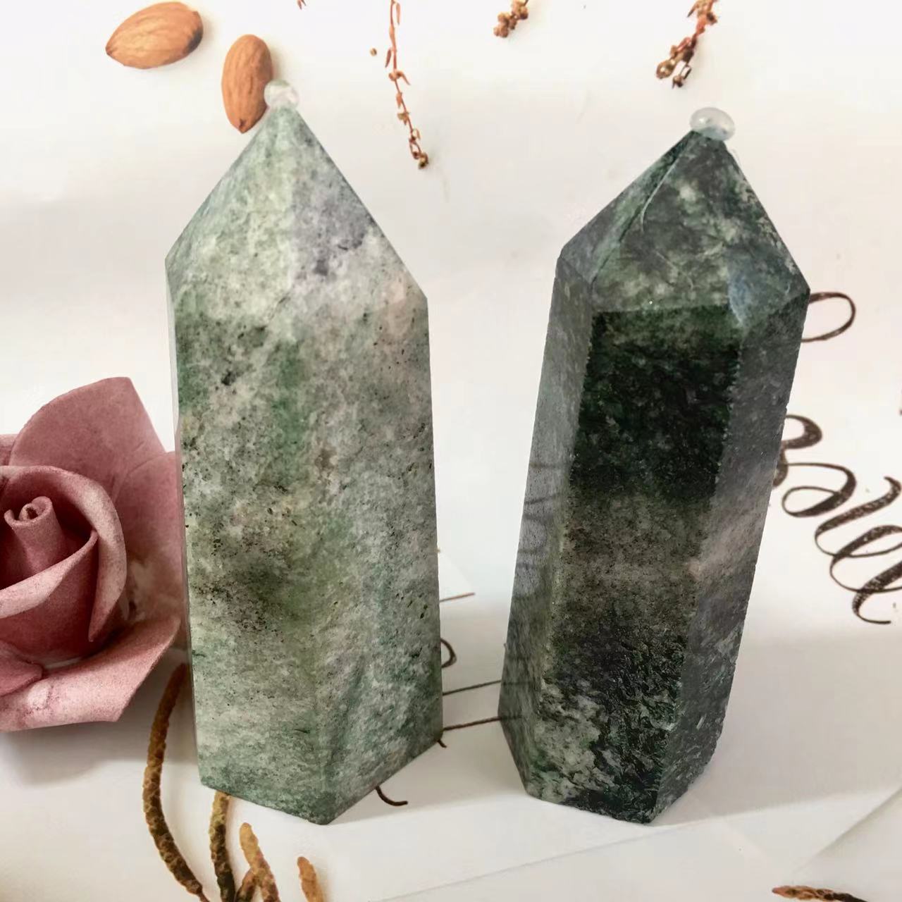 Wholesale high quality Natural Crystal Green Rutilated Tower for decoration 1kg