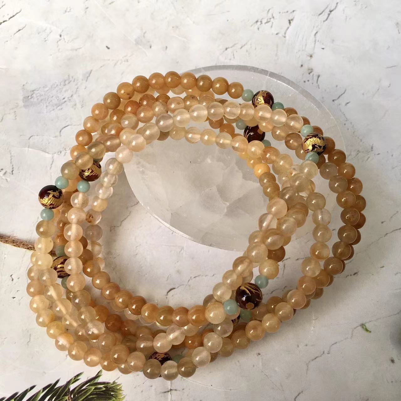 Wholesale high quality Natural Crystal Rabbit Hair Rutilated Quartz Yellow Rabbit Hair Rutilated Quartz Bracelet 6mm