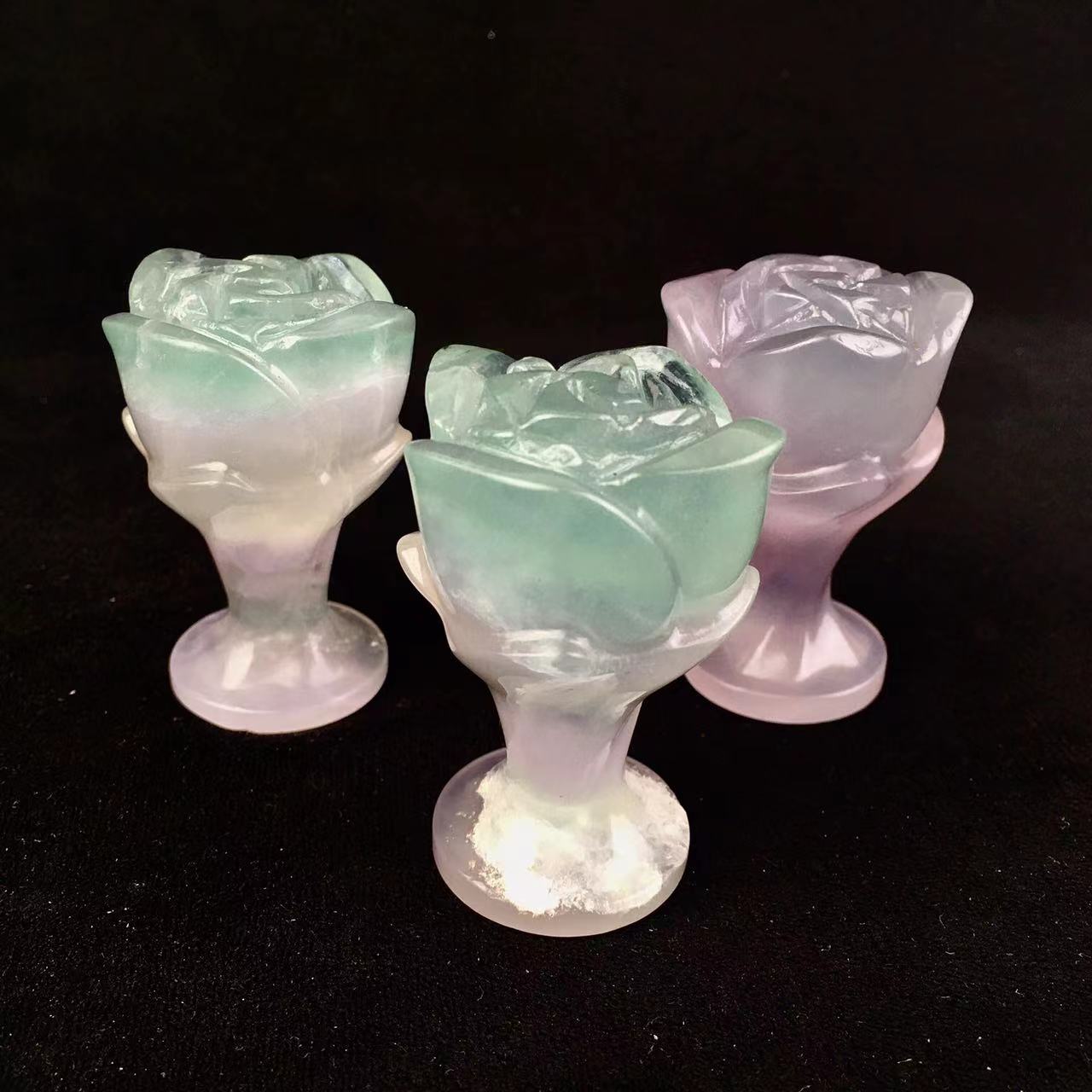 Hand Carved Flower Fluorite Gemstone Carving Hand Carved Natural Stone Flower For Decoration Healing Flower For Home Decor