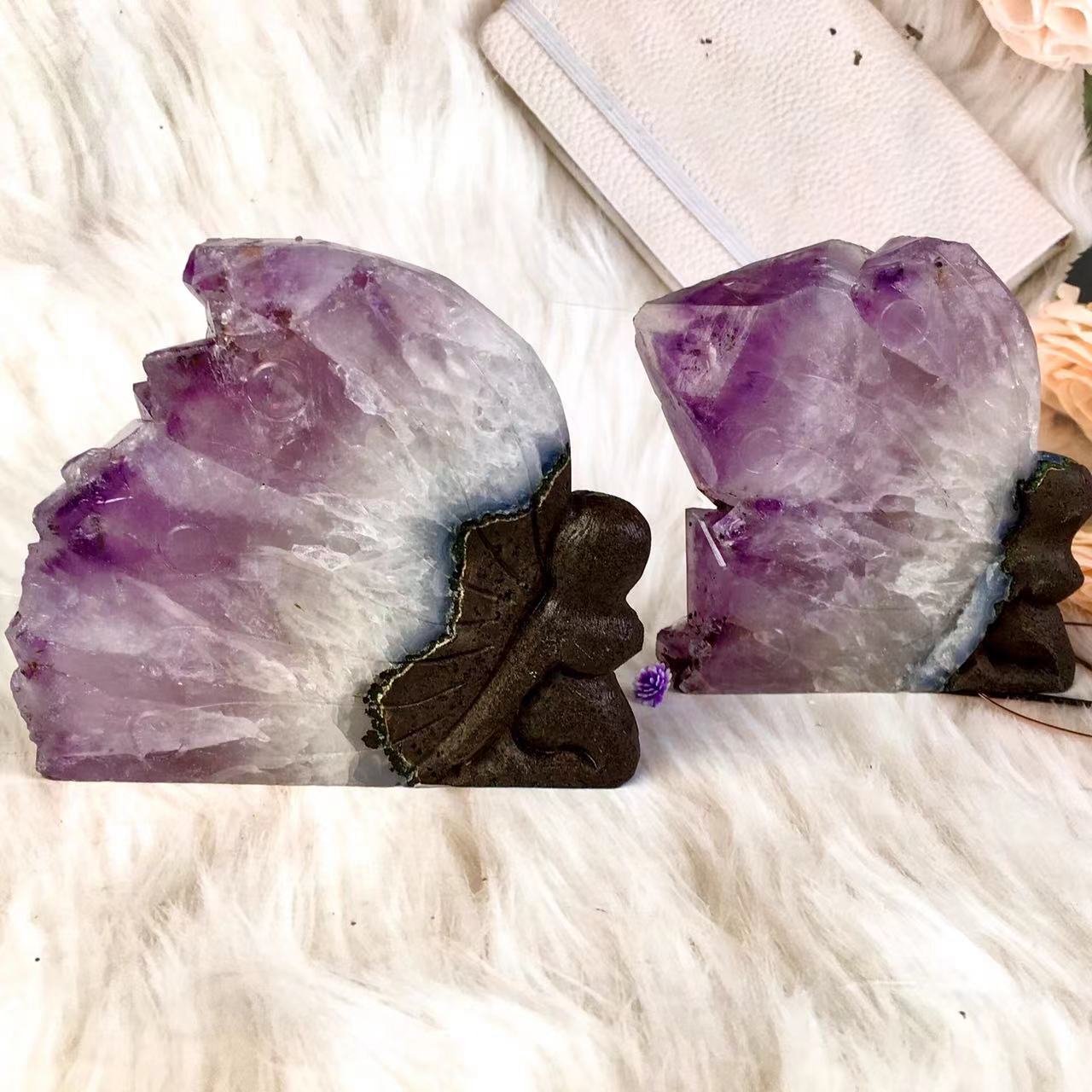 Wholesale high quality reiki natural crystal purple quartz fairy carving for decoraiotion
