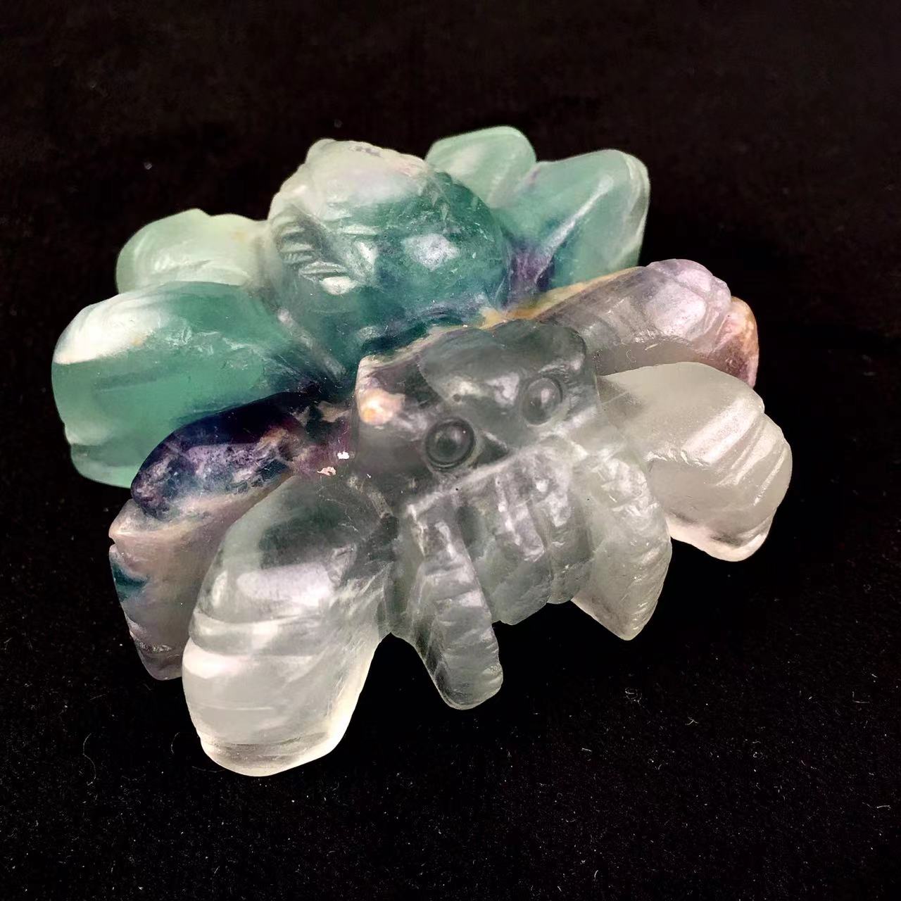Wholesale Natural High Quality Hand Carved Quartz Crystal Animal Fluorite Spider For Decoration