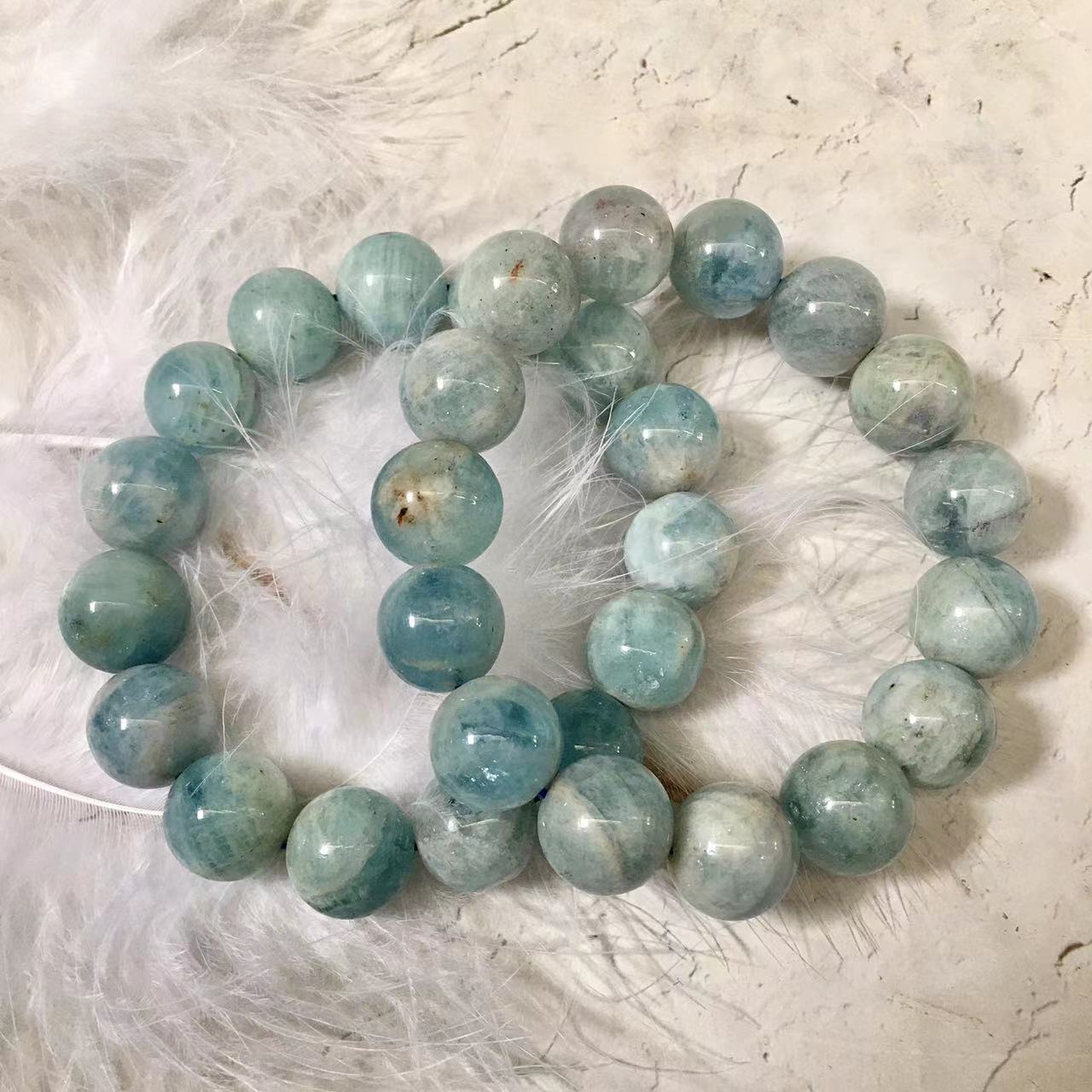 High quality stone bracelet Aquamarine natural stone bracelet Hand Bracelet12mm-15mm