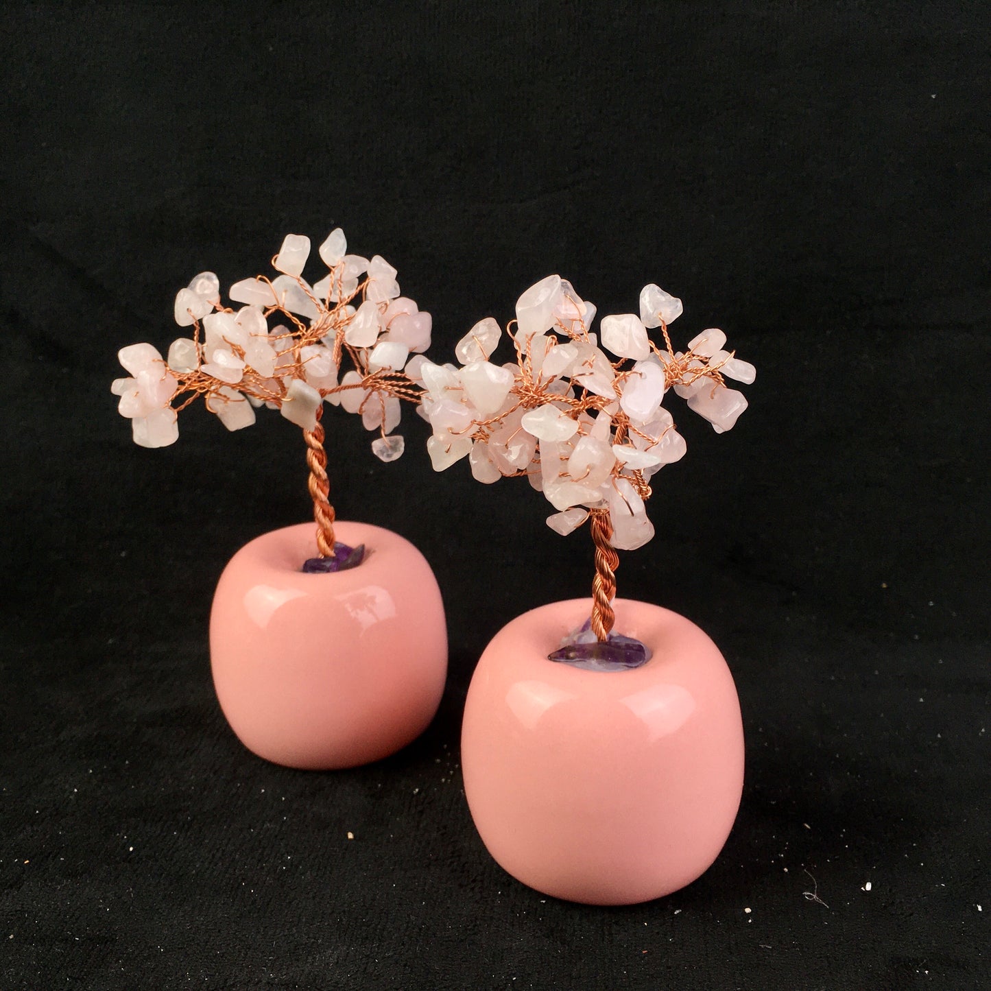 Wholesale bulk Natural Crystal Craft Tree Christmas mixed chips and rose quartz Gemstone Bonsai Coppe Crystal Tree for decoraiotion