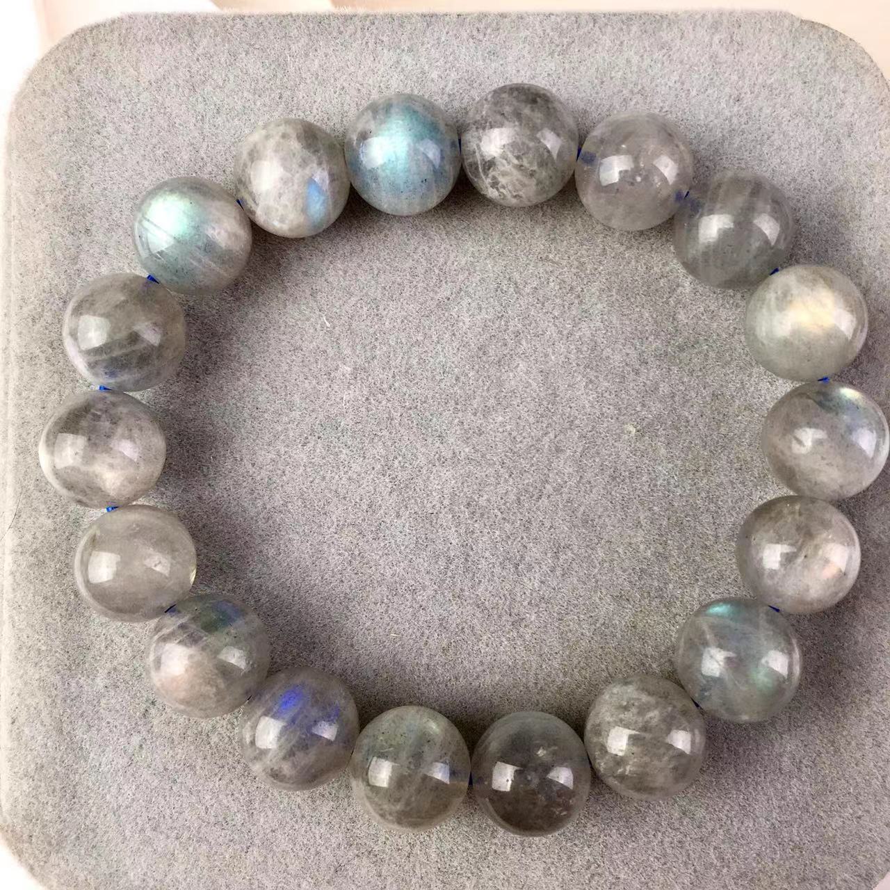 7-14MM Wholesale Natural Blue Grey Moonlight Labradorite Single Circle Bracelet Crystal Bracelet