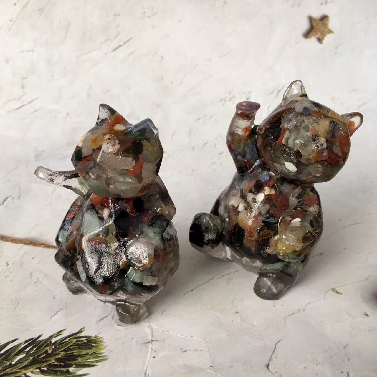 Wholesale resin money fortune cat carveds animal gift folk crafts healing souvenirs decoration