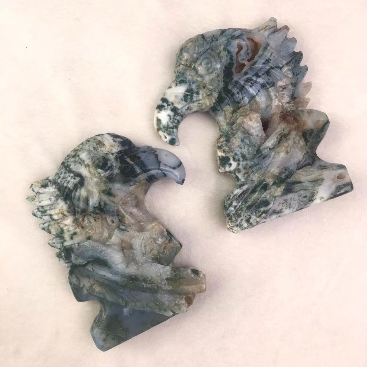 Wholesale natural stone crystals healing stones crafts souvenir moss agate eagle green quartz with geodes souvenir
